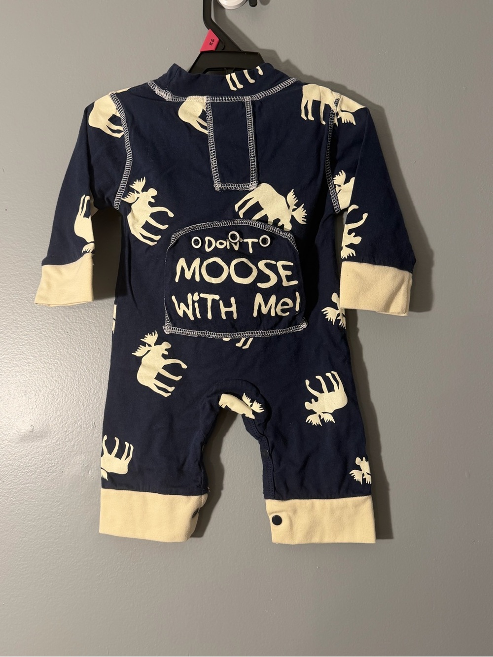 Navy Moose Print Baby One-Piece Footie